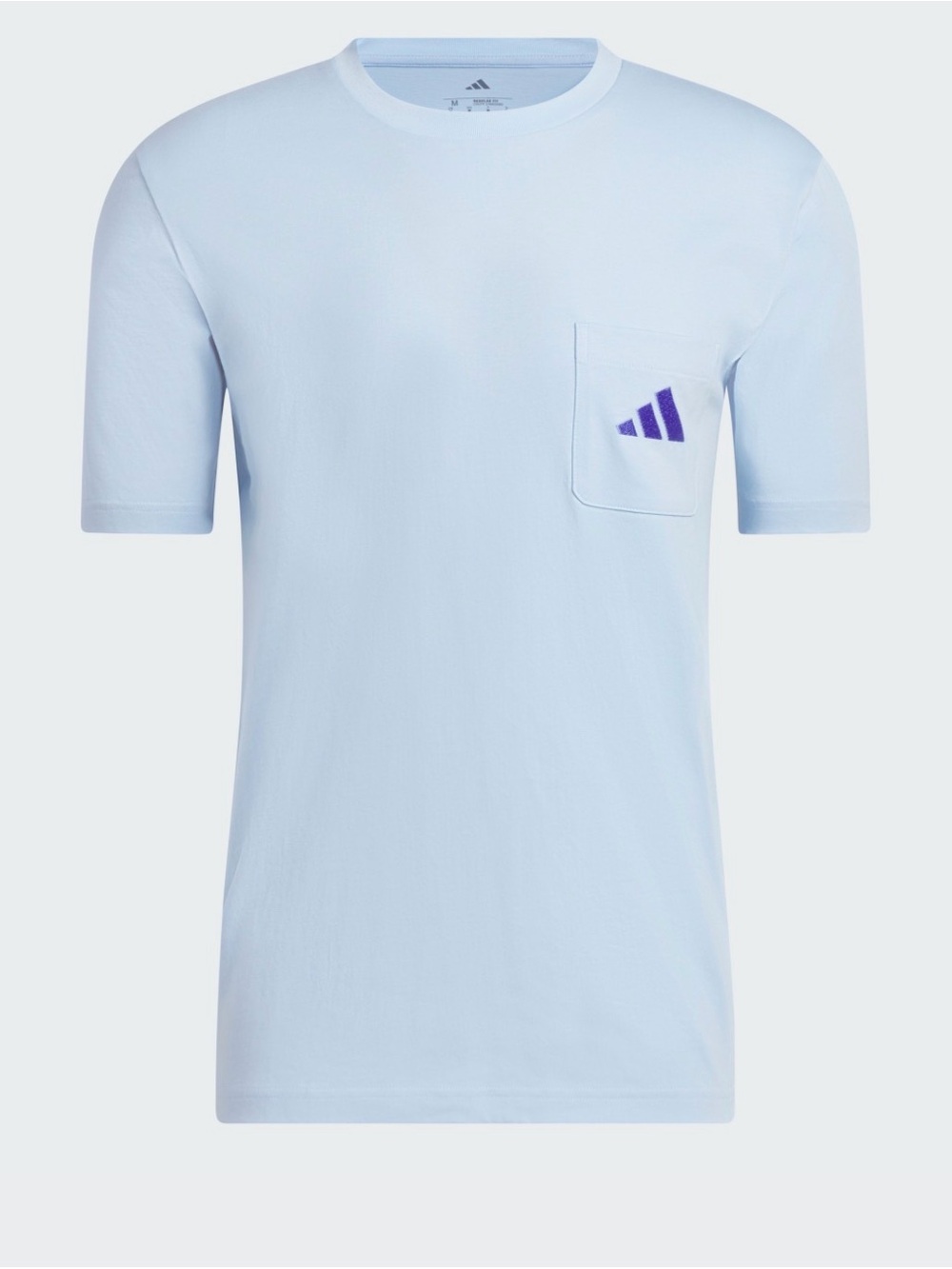 Adidas  3 Bar Pocket Cotton Tee Regular Fit Glow Blue LT
